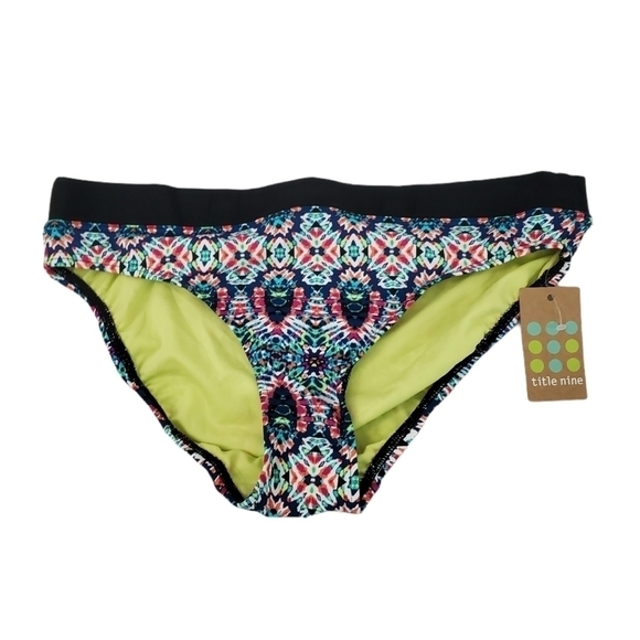 Title Nine Bikini Bottom Vibrant XS Swimwear Abstract Resortwear Beach Boho‎ NWT - Picture 1 of 7